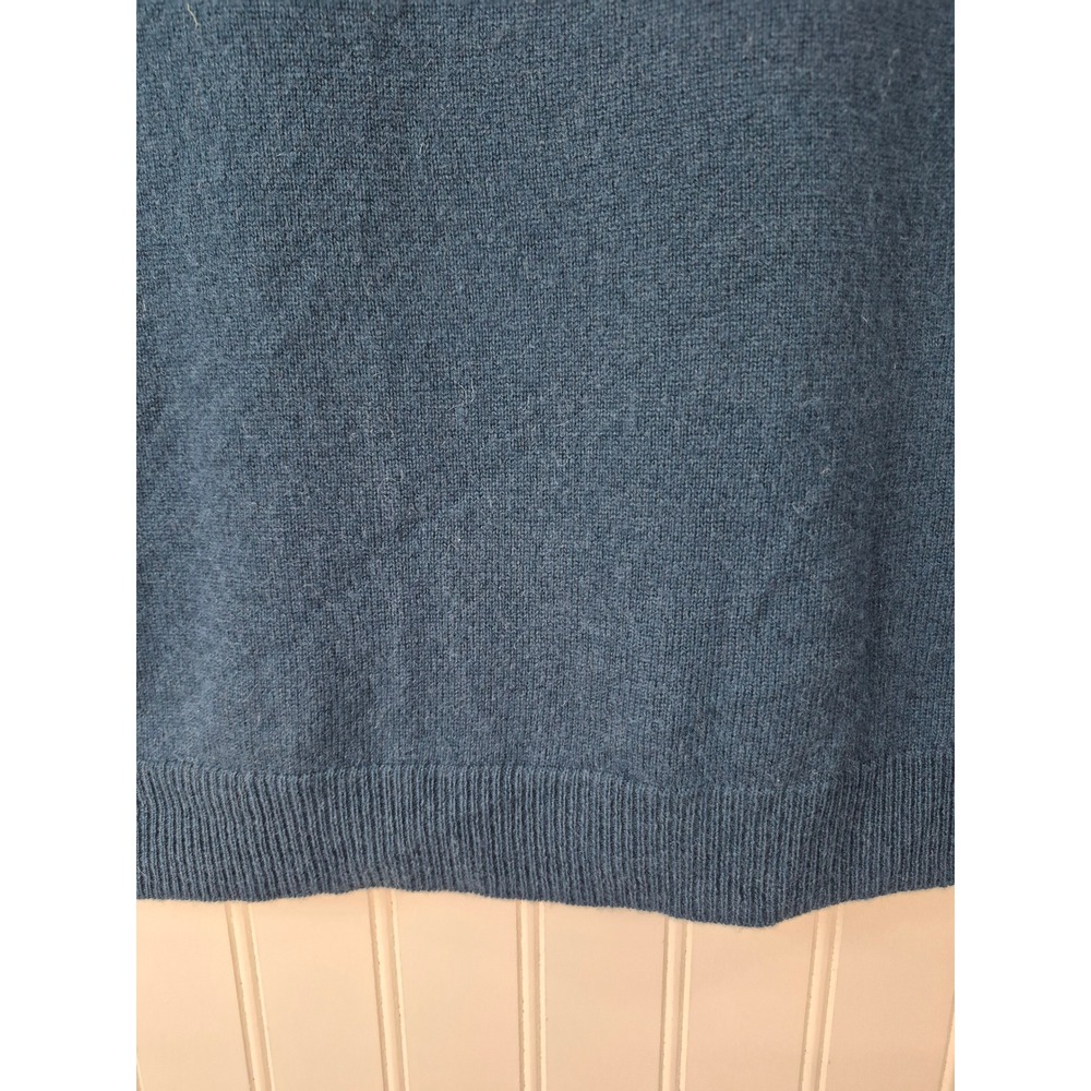 Talbots 100% Pure Cashmere Sweater XLP Teal Blue Crew Neck 3/4 Sleeve Knit - Picture 4 of 9